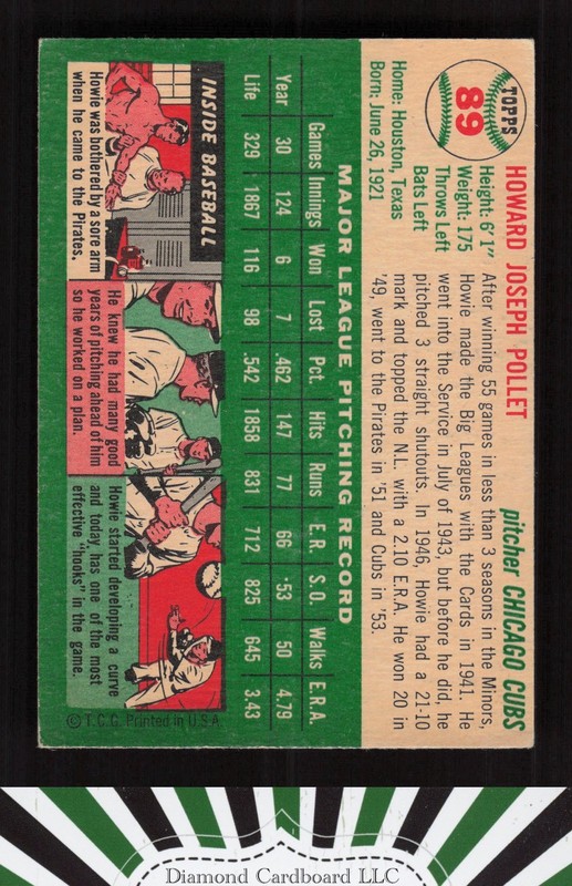 1954 Topps #89 Howie Pollet VGEX+ l, back