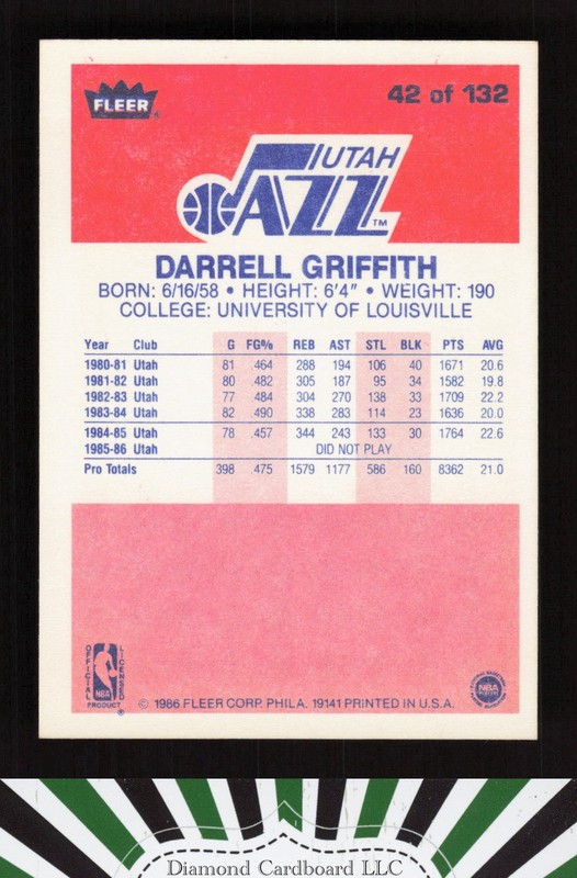 1986-87 Fleer #42 Darrell Griffith NMMT, back