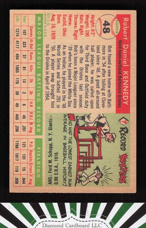 1955 Topps #48 Bob Kennedy VG e, back