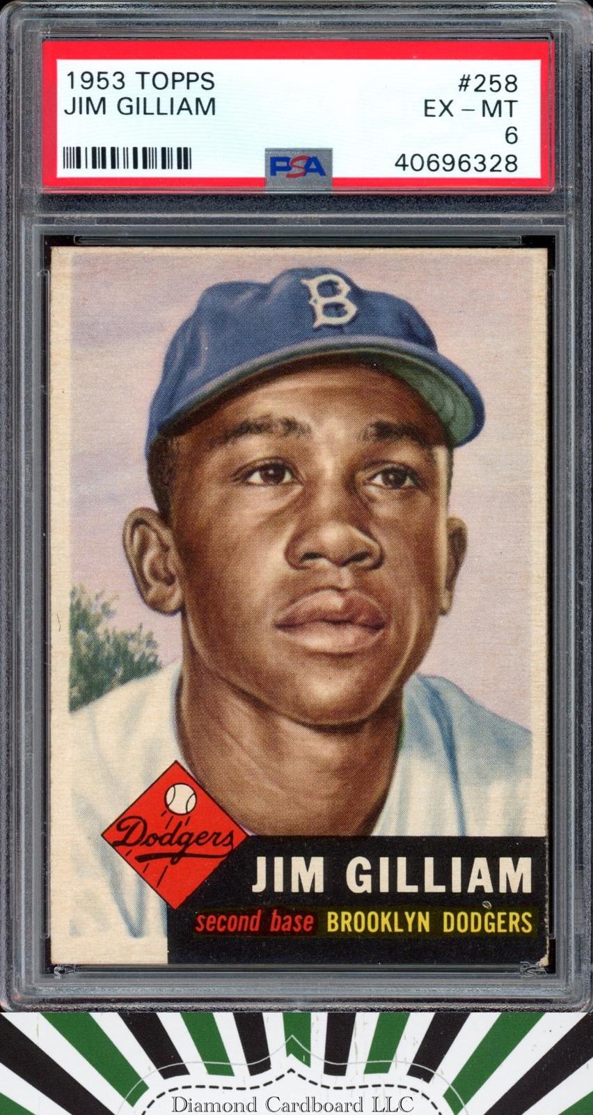 1953 Topps #258 Jim Gilliam PSA 6 RC, front