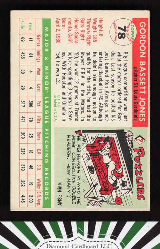 1955 Topps #78 Gordon Jones VGEX+ o, back