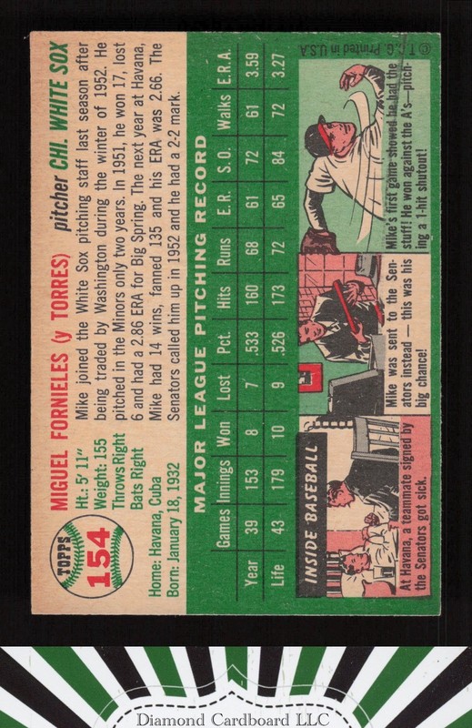 1954 Topps #154 Mike Fornieles EX c, back