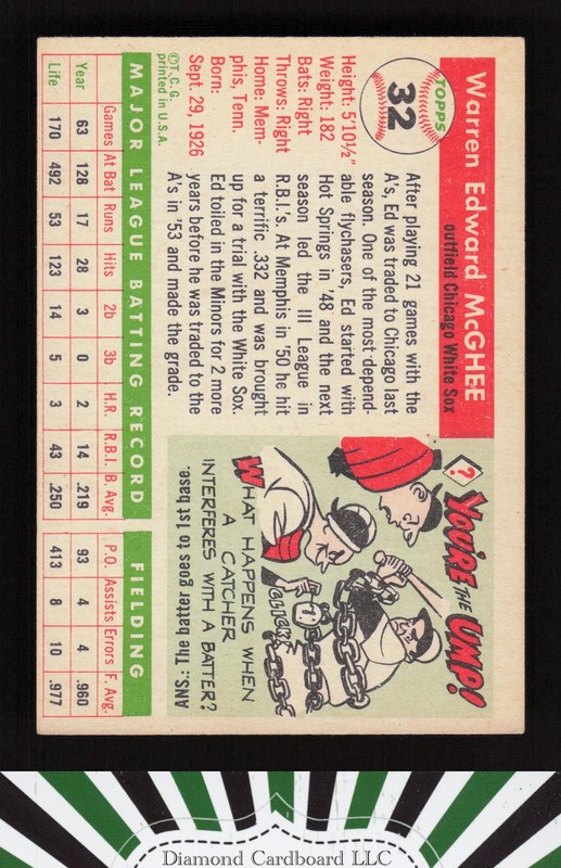 1955 Topps #32 Ed McGhee VGEX q, back