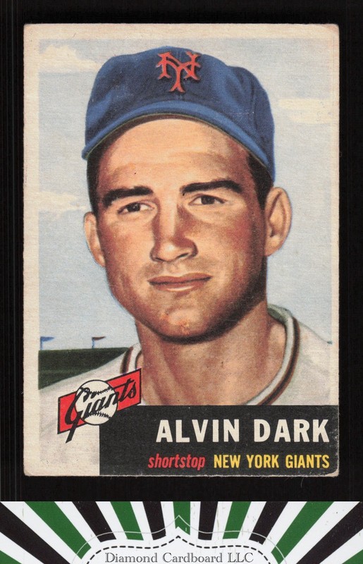 1953 Topps #109 Alvin Dark : Bio uses black text VG+ b, front