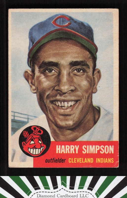 1953 Topps #150 Harry Simpson : Bio uses white text VG e, front