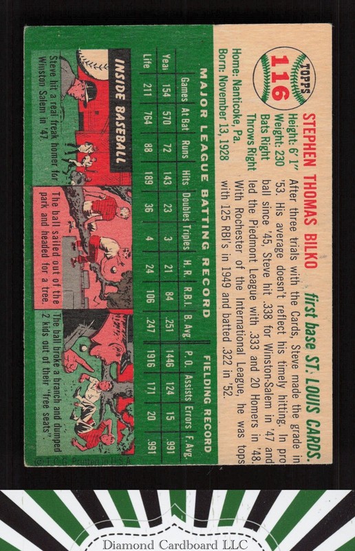 1954 Topps #116 Steve Bilko EX (MC) a, back