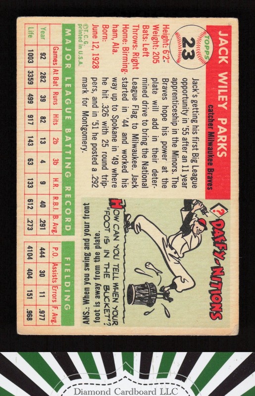1955 Topps #23 Jack Parks VG+ c, back