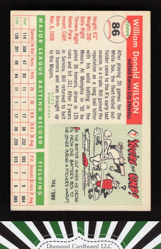 1955 Topps #86 Bill Wilson VGEX+ r, back