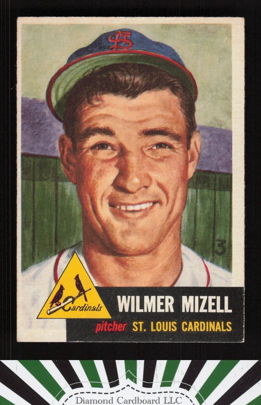 1953 Topps #128 Wilmer Mizell : Bio uses white text VGEX f, front
