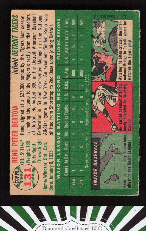 1954 Topps #131 Reno Bertoia VG+ j, back