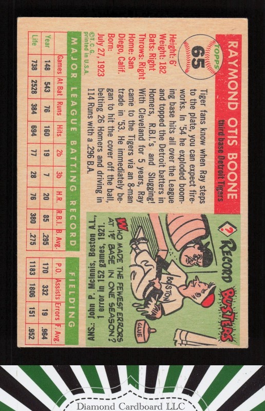 1955 Topps #65 Ray Boone VGEX f, back