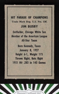 1952 Berk Ross Jim Busby NM, back