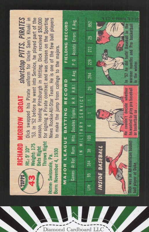 1954 Topps #43 Dick Groat EX (MC) j, back