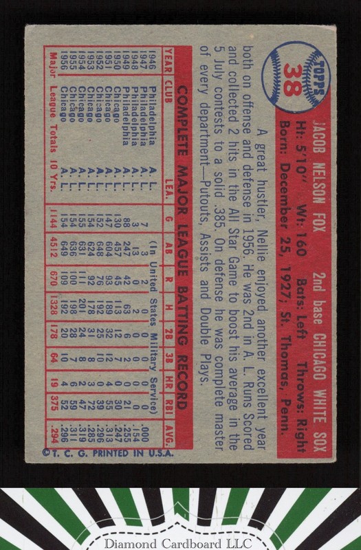1957 Topps #38 Nellie Fox VGEX l, back