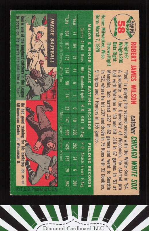 1954 Topps #58 Bob Wilson GD+ e, back