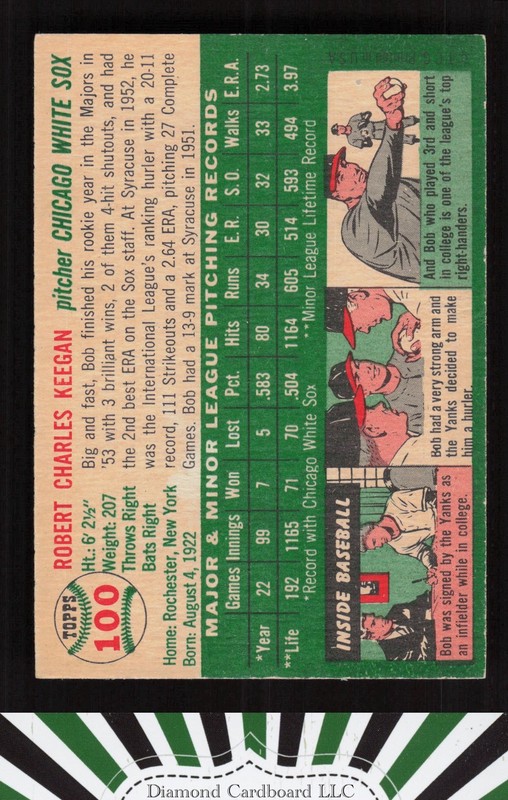 1954 Topps #100 Bob Keegan VG+ i, back
