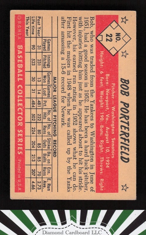 1953 Bowman Color #22 Bob Porterfield VGEX+ b, back