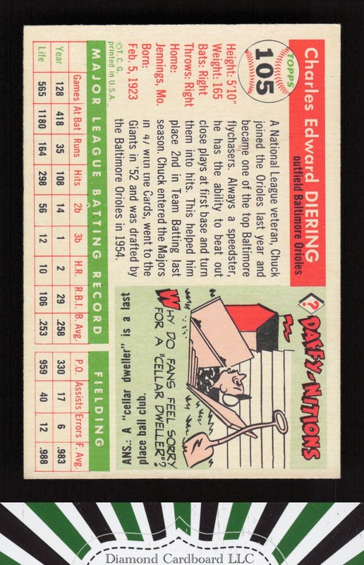 1955 Topps #105 Chuck Diering VG+ [GREAT EYE APPEAL] f, back