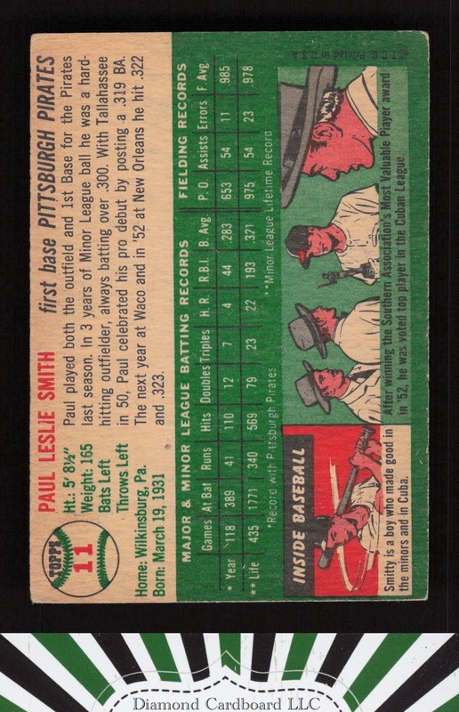 1954 Topps #11 Paul Smith VG l, back
