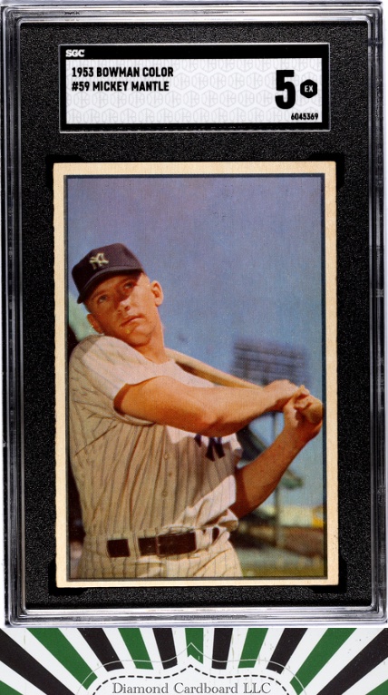 1953 Bowman Color #59 Mickey Mantle SGC 5, front