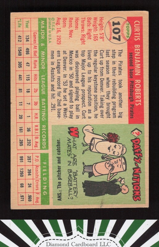 1955 Topps #107 Curt Roberts EX g, back