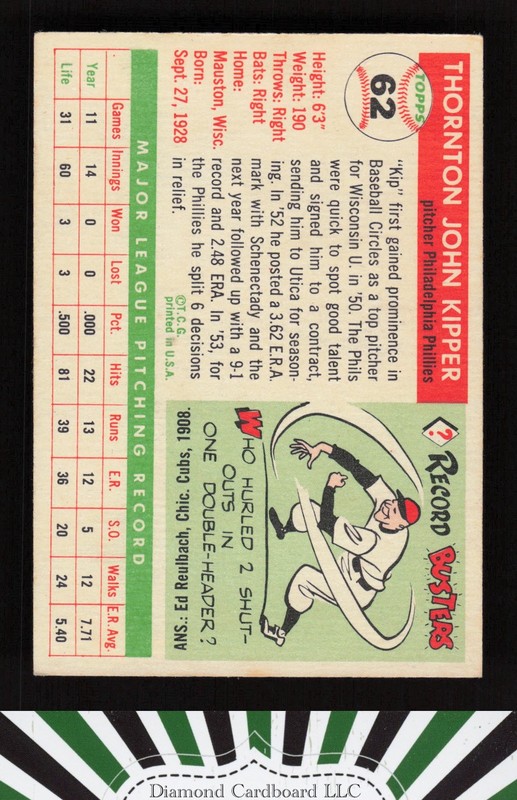 1955 Topps #62 Thornton Kipper VG [CENTERED] i, back