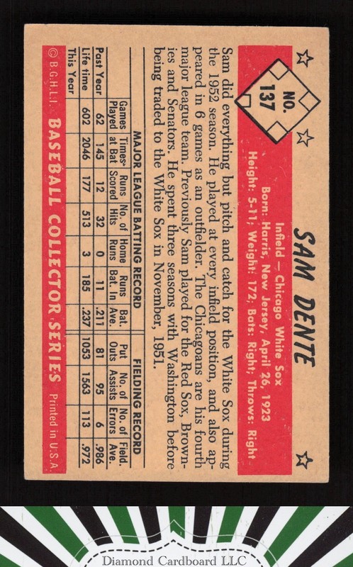 1953 Bowman Color #137 Sam Dente VGEX a, back