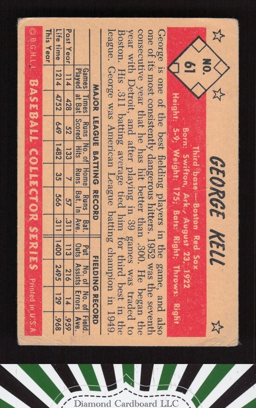 1953 Bowman Color #61 George Kell GD b, back