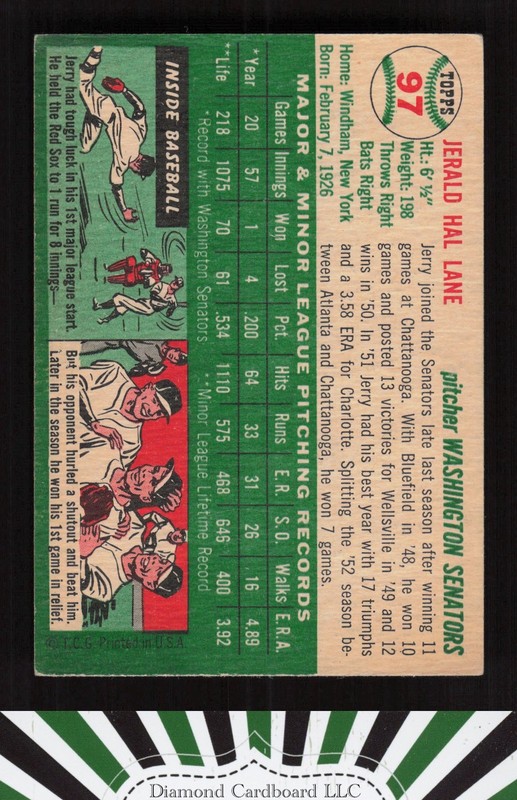 1954 Topps #97 Jerry Lane EX (MC) e, back
