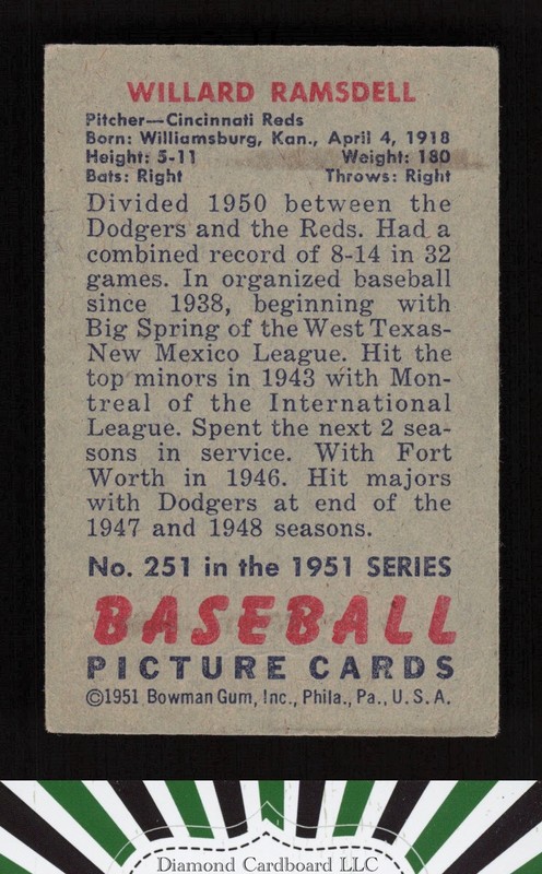1951 Bowman #251 Willard Ramsdell VGEX, back