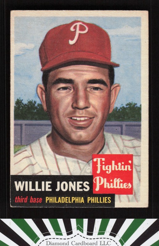1953 Topps #88 Willie Jones : Bio uses black text VGEX f, front