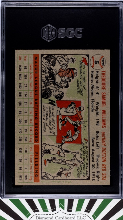 1956 Topps #5 Ted Williams SGC 6.5, back