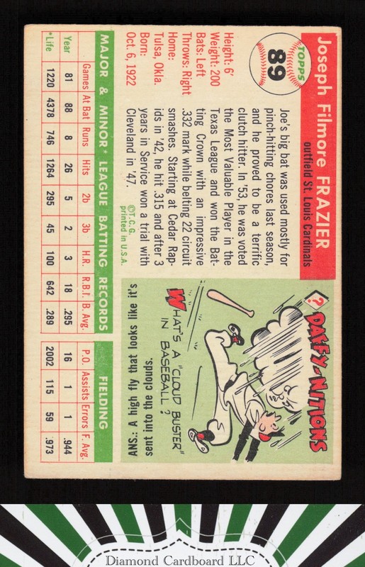 1955 Topps #89 Joe Frazier VG o, back