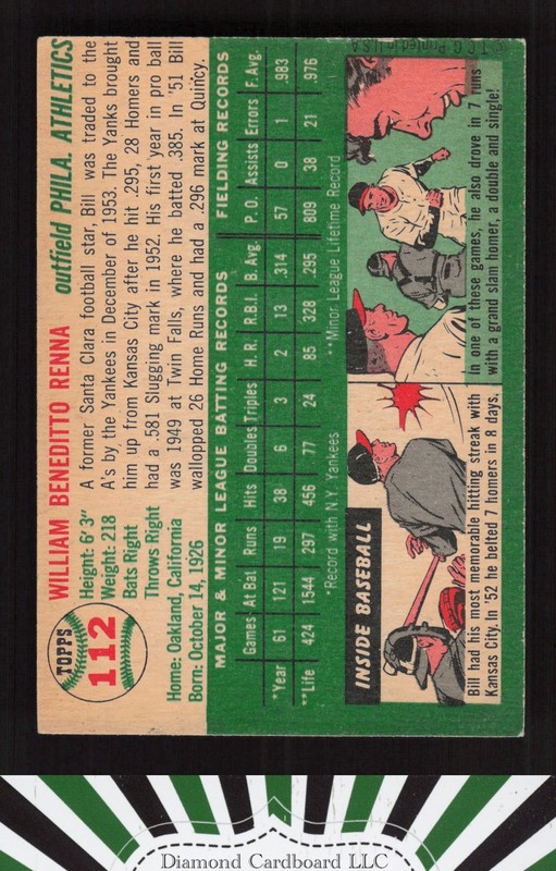 1954 Topps #112 Bill Renna VG a, back