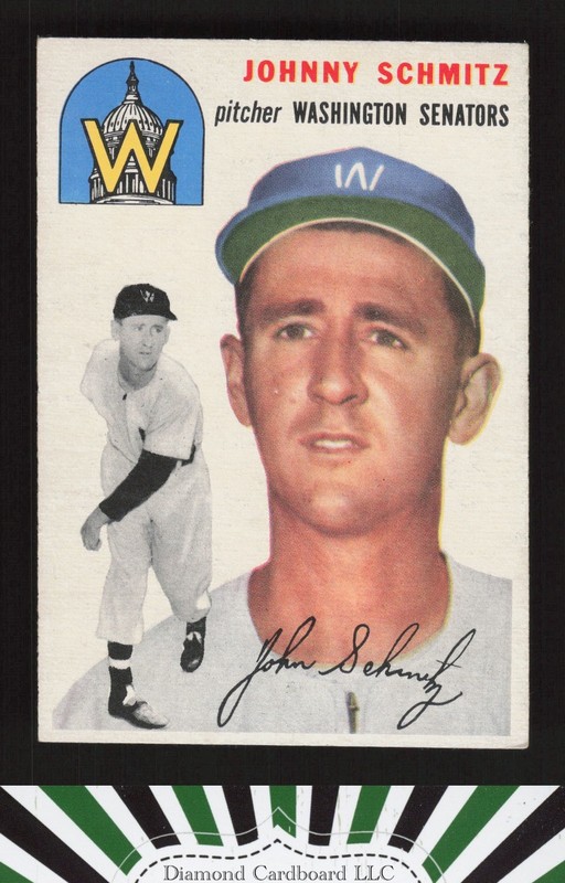 1954 Topps #33 Johnny Schmitz EX+ m, front