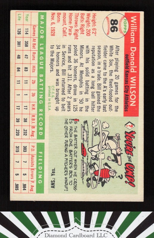 1955 Topps #86 Bill Wilson EX p, back