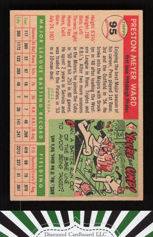1955 Topps #95 Preston Ward VGEX+ [CENTERED] j, back