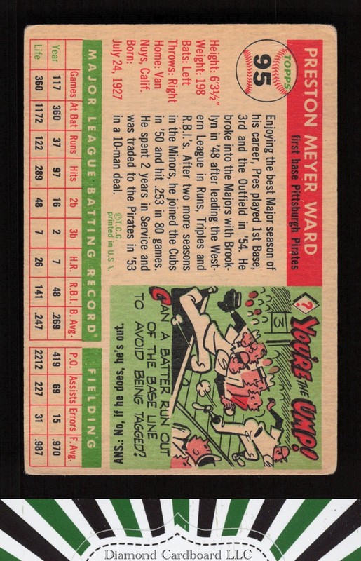 1955 Topps #95 Preston Ward GD+ c, back