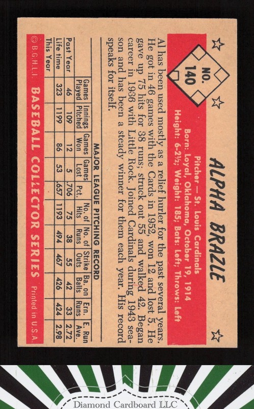 1953 Bowman Color #140 Al Brazle NMMT (OC) a, back