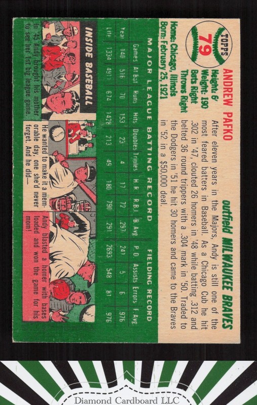 1954 Topps #79 Andy Pafko EX n, back