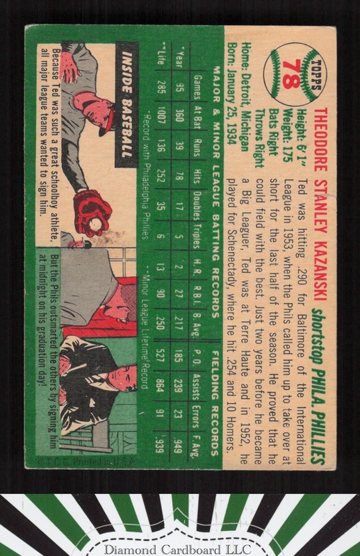 1954 Topps #78 Ted Kazanski GD i, back