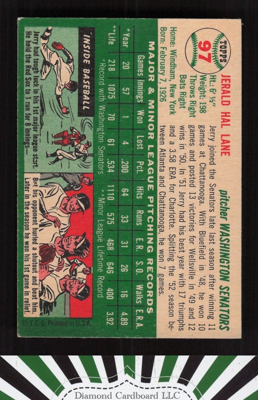 1954 Topps #97 Jerry Lane GD f, back
