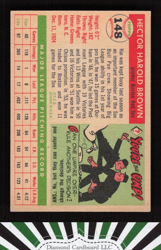 1955 Topps #148 Hal Brown VGEX k, back