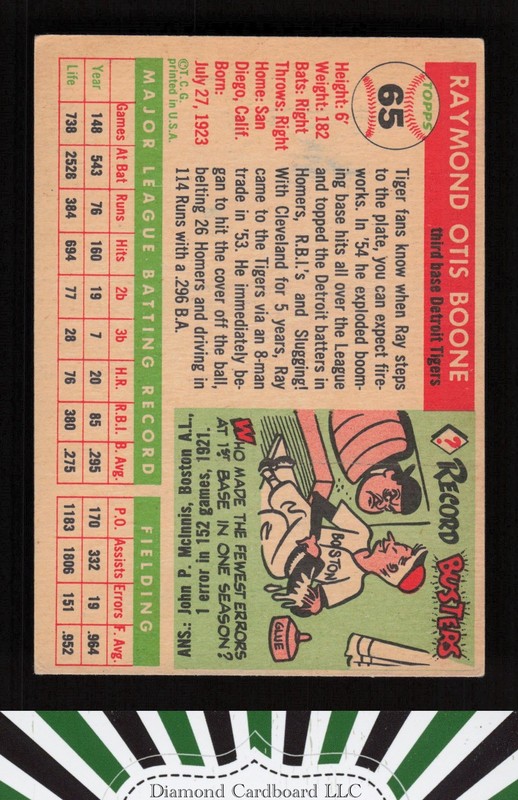 1955 Topps #65 Ray Boone VGEX d, back