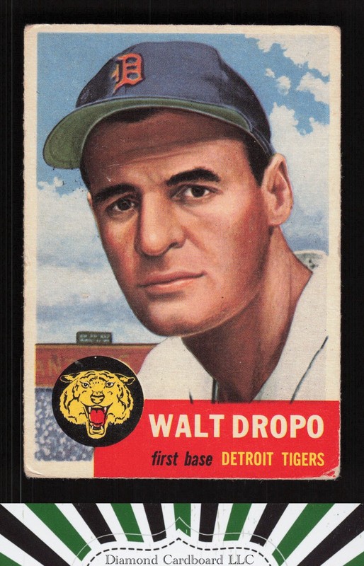 1953 Topps #121 Walt Dropo : Bio uses white text GD c, front