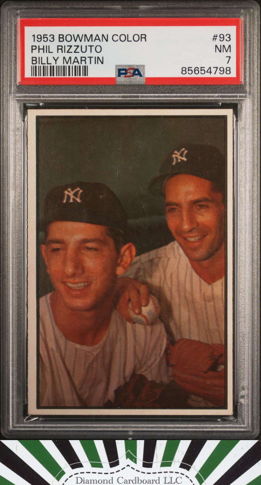 1953 Bowman Color #93 Phil Rizzuto / BIlly Martin PSA 7, front