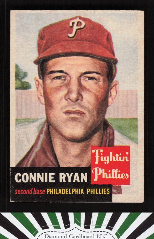 1953 Topps #102 Connie Ryan : Bio uses white text VGEX g, front