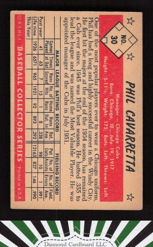 1953 Bowman Color #30 Phil Cavarretta VG b, back