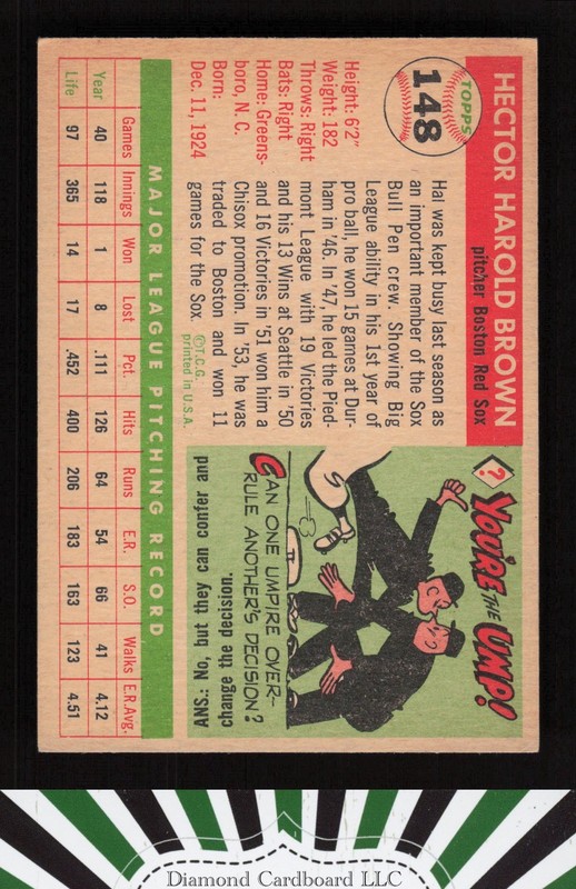 1955 Topps #148 Hal Brown VGEX+ [NICELY CENTERED] j, back