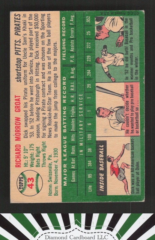 1954 Topps #43 Dick Groat GD+ k, back